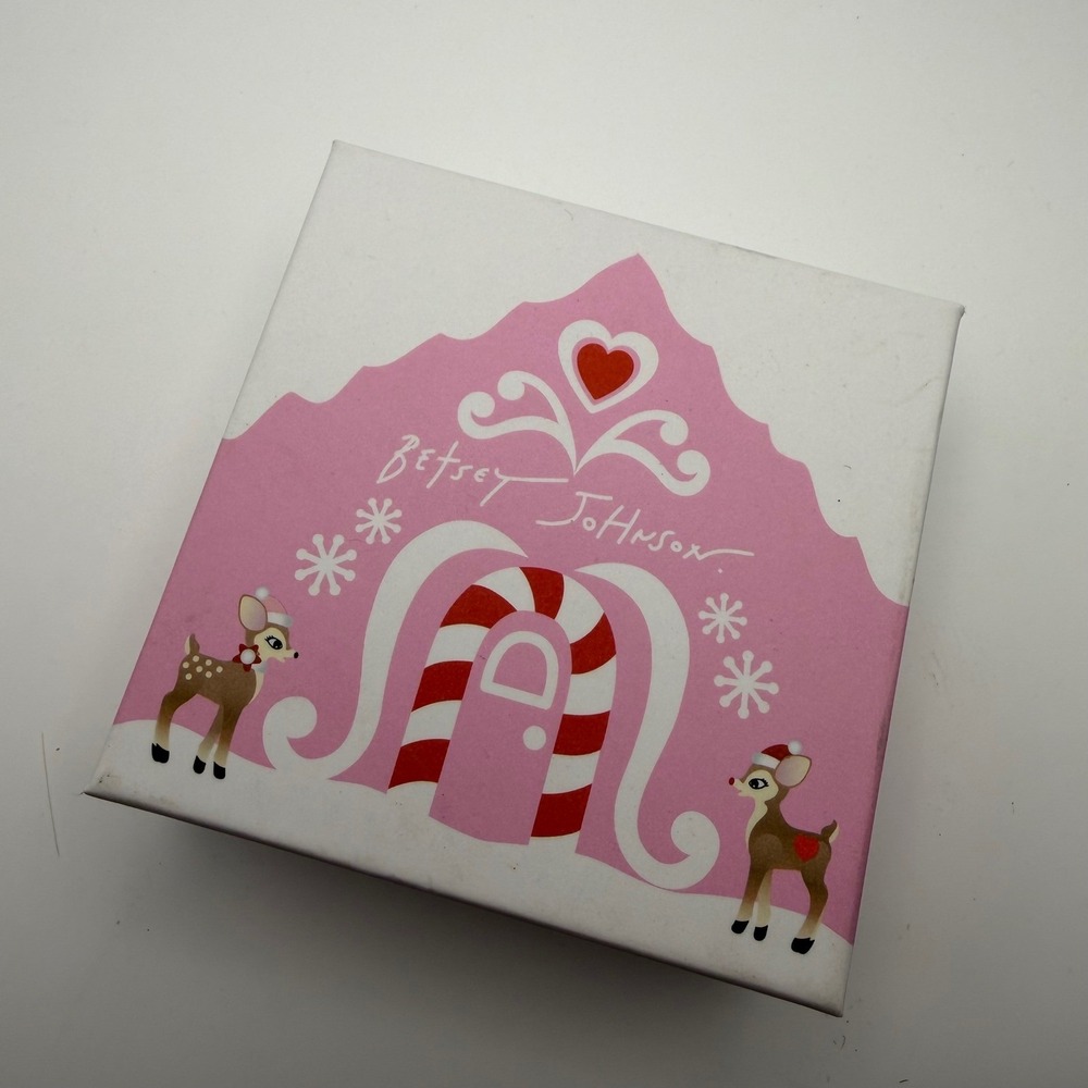 NEW Betsey Johnson Christmas Gingerbread Dangle Earrings Crystal Santa Holiday - Picture 3 of 4